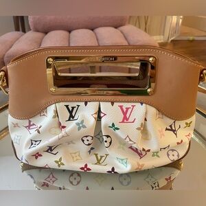 Louis Vuitton monogram muliticolor white Judy PM shoulder handbag.